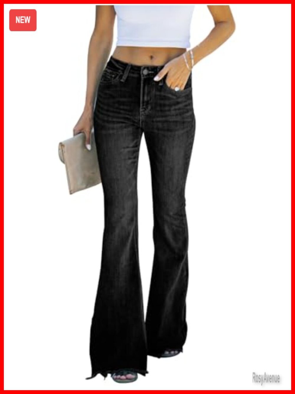 High Waisted Flare Bell Bottom Jeans Wide Leg Stretchy Denim Pants